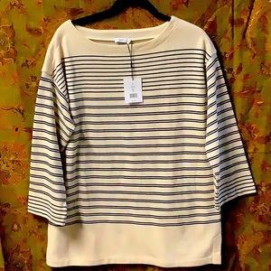 Vince  N W T nautical Stripe Cotton Pullover Med